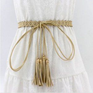 New! Women's Fringe Beige Dress Belt